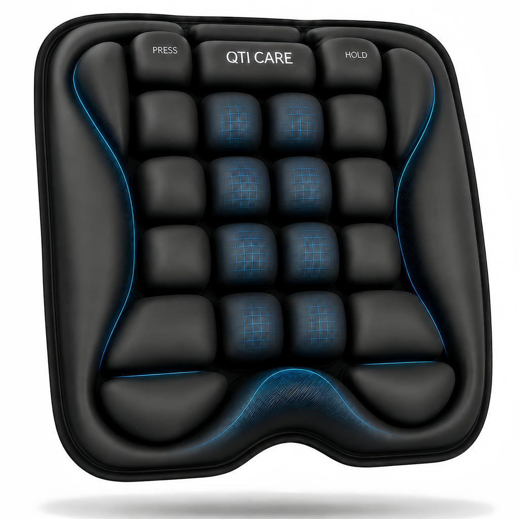 Qticare inflatable airplane seat cushion with air-cell support