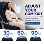 Adjustable firmness levels on Qticare inflatable travel seat cushion