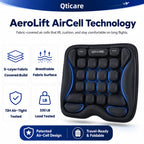 Qticare AirCell technology for supportive airplane seat comfort